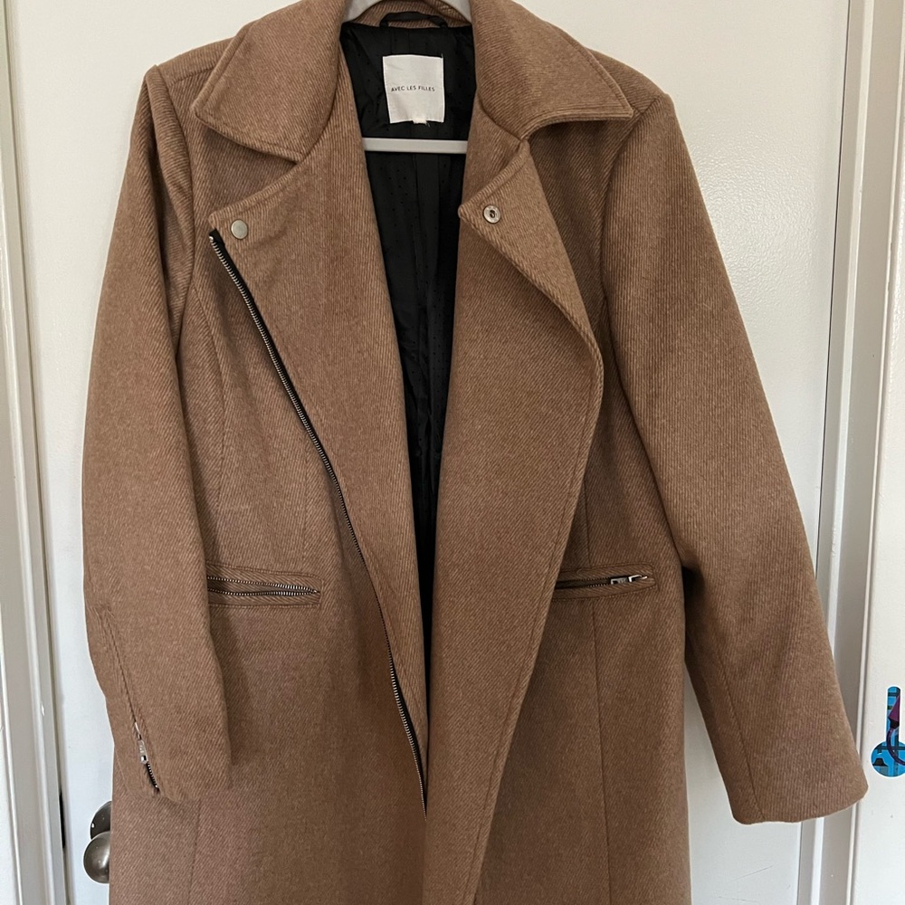 Avec Les F women XL camel wool trench coat